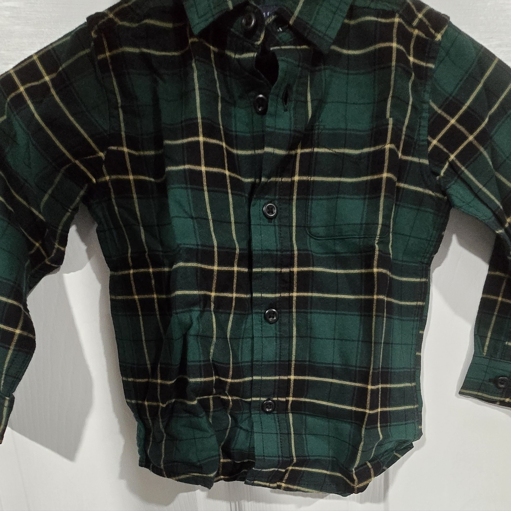 Green Plaid Button-Up Shirt